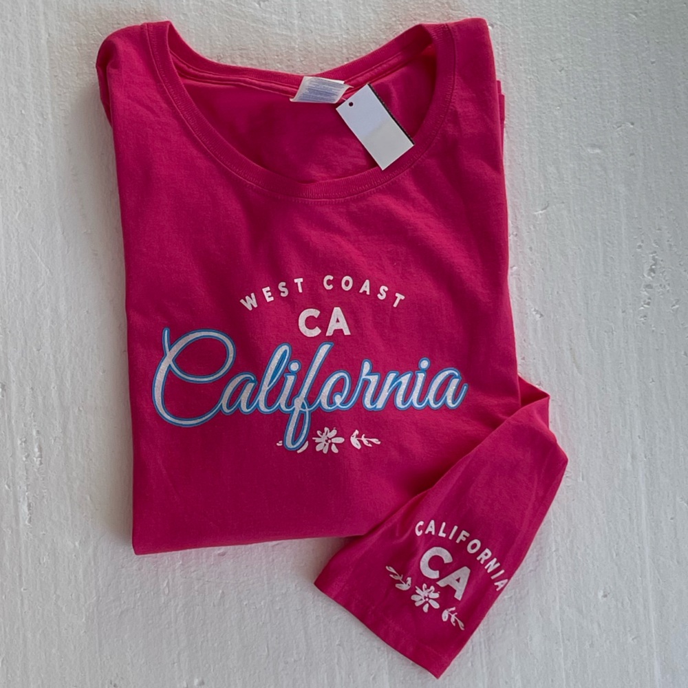 NWT, West Coast California, Bright Pink, Long Sleeve T-Shirt, Size 2XL